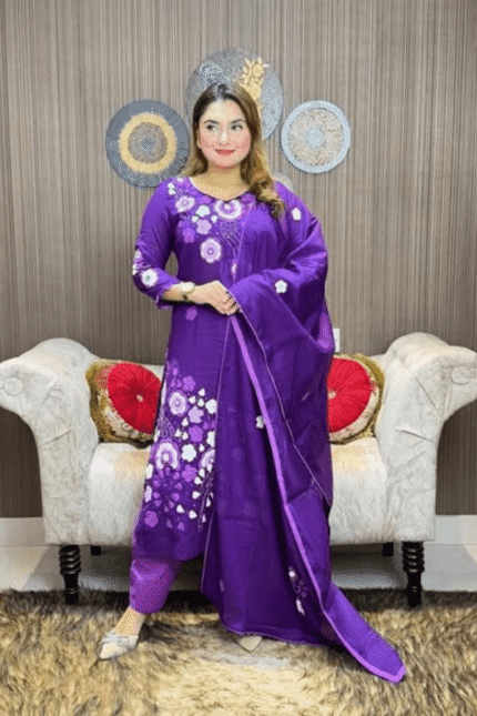 ফুল এপ্লিক থ্রি পিস